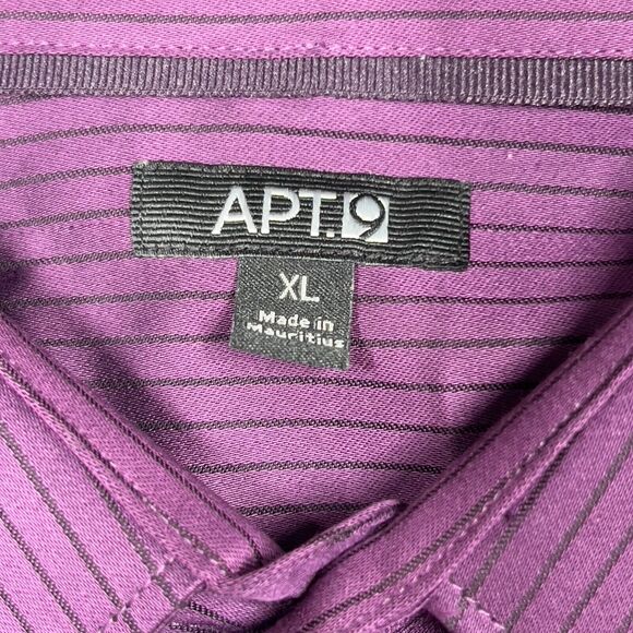 VTG APT 9 Luxury Shirt Mens XL Purple Black Striped Modern Fit Button Down NWT - Picture 5 of 16